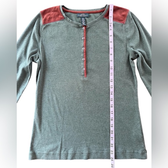 Lauren Ralph Lauren Hunter Green and Brown Suede Henley Shirt - Picture 5 of 8